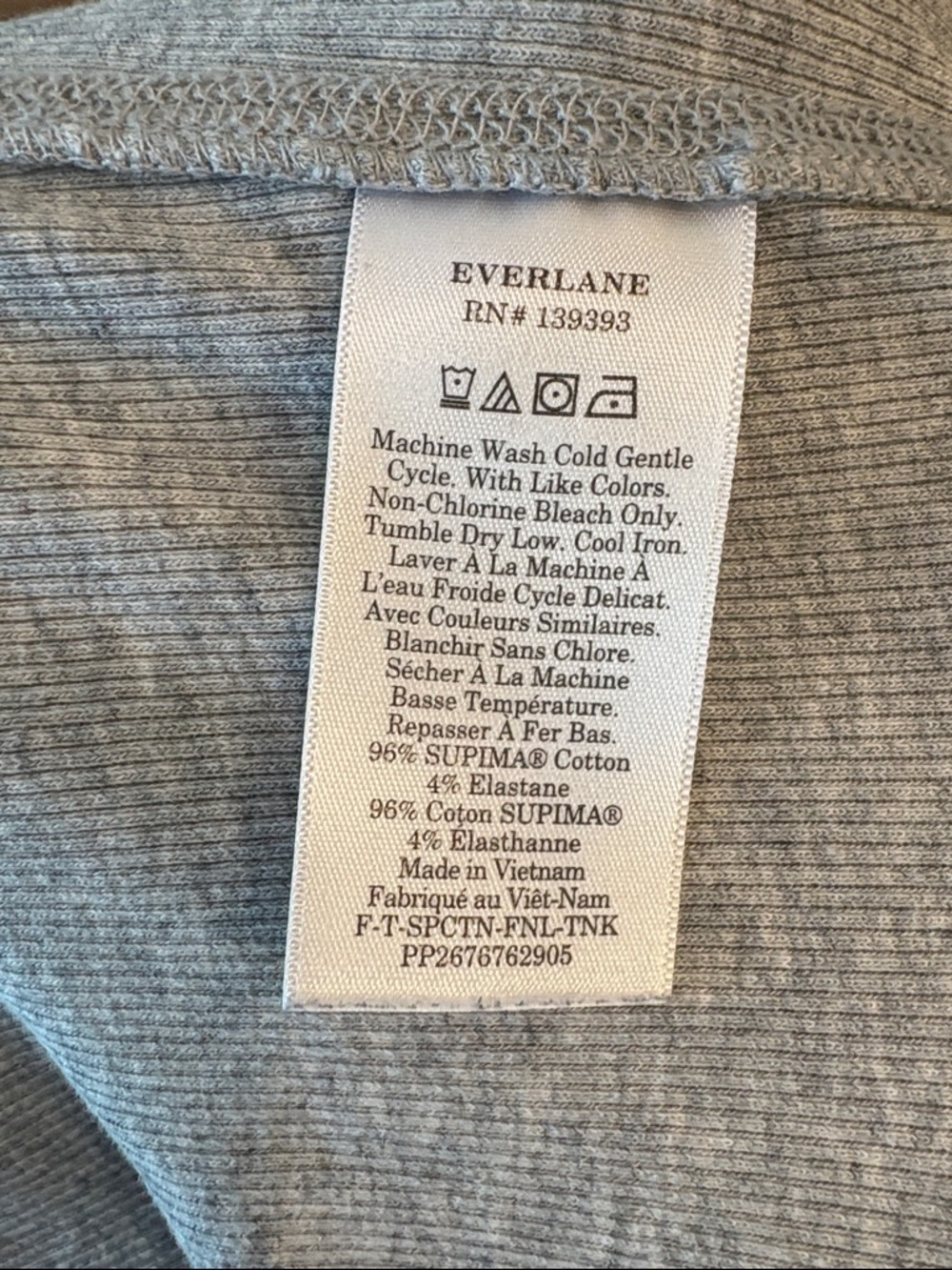 Everlane Light Gray Ribbed Crew Tank - Picture 4 of 5